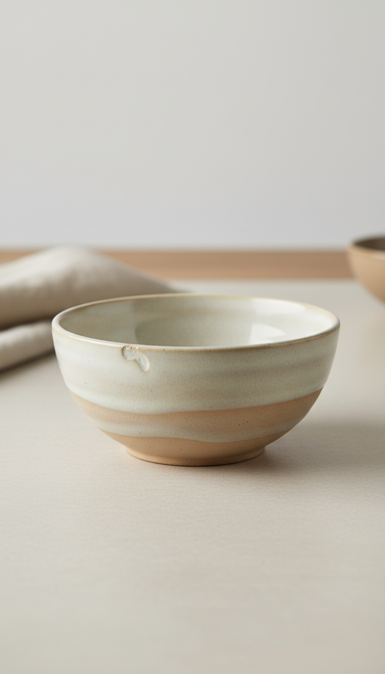 Ceramic breakfast bowl with glazed interior
