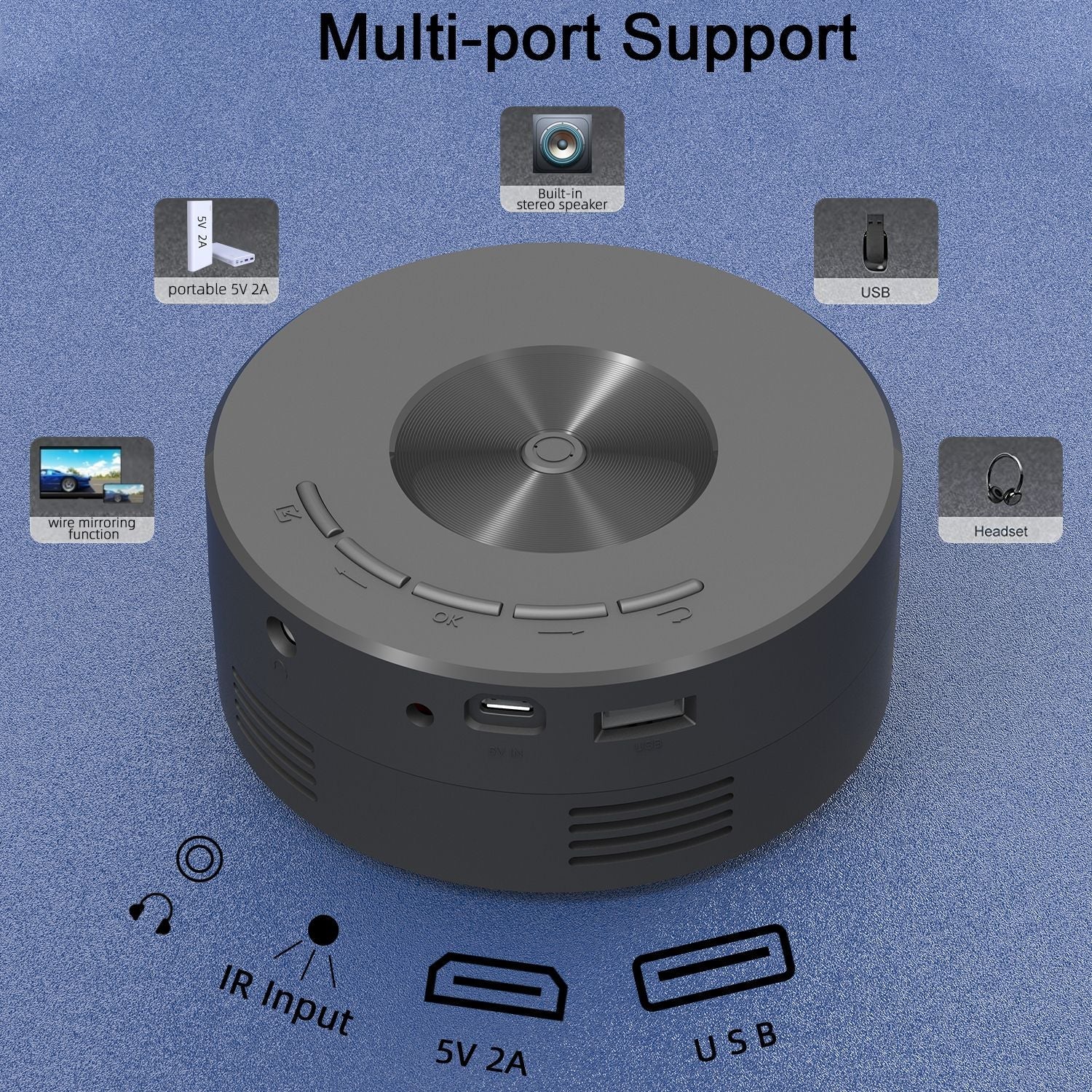 Mini Projector YT200 Portable Video Beamer Home Theater 1080P Supported USB Sync Screen Smartphone Children Projectors